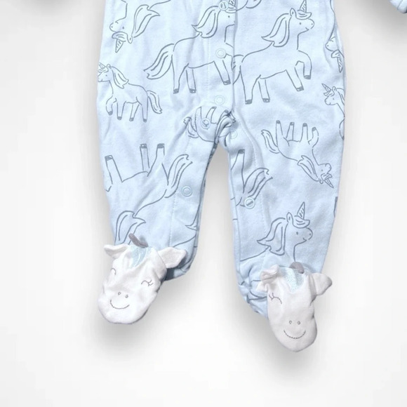 4/$20 Carter’s Light Blue  Unicorn Sleeper/Footie - Picture 2 of 5